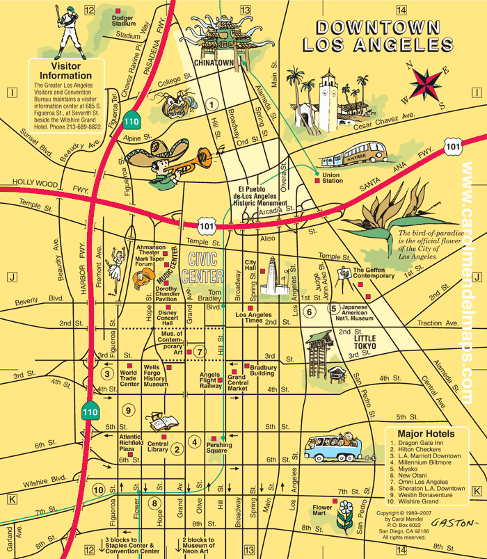 los angeles attractions map