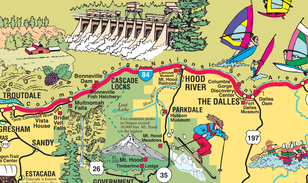 enlarged section of the map of western Oregon