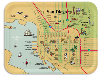 downtown San Diego map tray