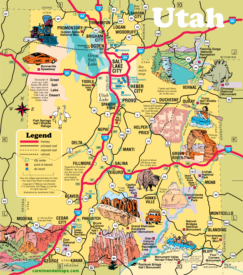 illustrated map of Utah