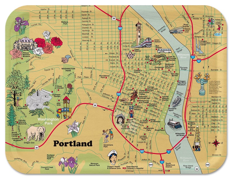 illustrated maps of Portland and Oregon